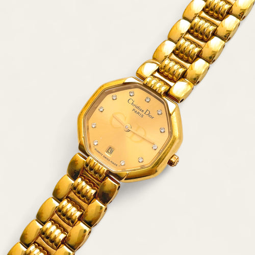 Vintage Gold-Plated Christian Dior Ladies' Quartz Watch - Octagon