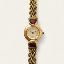 Load image into Gallery viewer, Vintage 90s Gold-Plated Seiko Watch: Ruby Adorned
