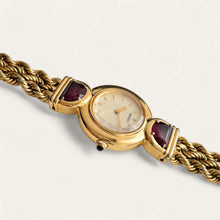 Load image into Gallery viewer, Vintage 90s Gold-Plated Seiko Watch: Ruby Adorned
