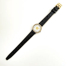 Load image into Gallery viewer, Vintage 1990s Two-Tone Hermès Sellier Ladies&#39; Quartz Watch with Round White Dial and Black Leather Strap
