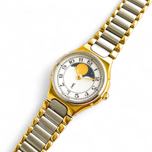 YSL Ladies' Moon Phase Quartz Watch with Two-Tone Bracelet
