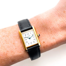 Load image into Gallery viewer, Vintage Ladies&#39; Must de Cartier Tank Vermeil With Arabic Numerals and Leather Strap - Quartz Movement
