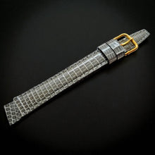 Load image into Gallery viewer, 8-9-10-12mm Grey Cobra Genuine Leather Watch Strap - Gold Buckle - NOS
