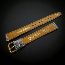 Load image into Gallery viewer, 8-9-10-12mm Grey Cobra Genuine Leather Watch Strap - Gold Buckle - NOS
