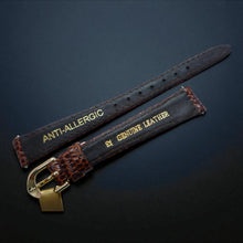 Load image into Gallery viewer, 12mm Brown Genuine Leather Anti-Allergic Grain Watch Strap - Gold Buckle
