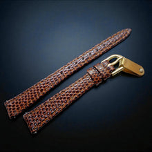 Load image into Gallery viewer, 12mm Brown Genuine Leather Anti-Allergic Grain Watch Strap - Gold Buckle
