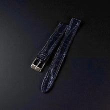 Load image into Gallery viewer, 13mm Black Genuine Leather Lansa Watch Strap - Gold Buckle
