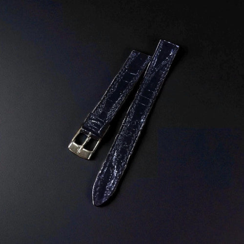13mm Black Genuine Leather Lansa Watch Strap - Gold Buckle