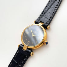 Load image into Gallery viewer, Vintage 1980s Cartier Must Vendome Watch: Gold-Plated Silver, Black Dial

