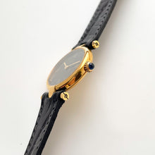 Load image into Gallery viewer, Vintage 1980s Cartier Must Vendome Watch: Gold-Plated Silver, Black Dial

