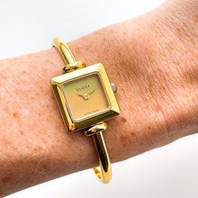 Load image into Gallery viewer, Vintage Gold-Plated Gucci 1900L Bangle Quartz Watch with Square Dial
