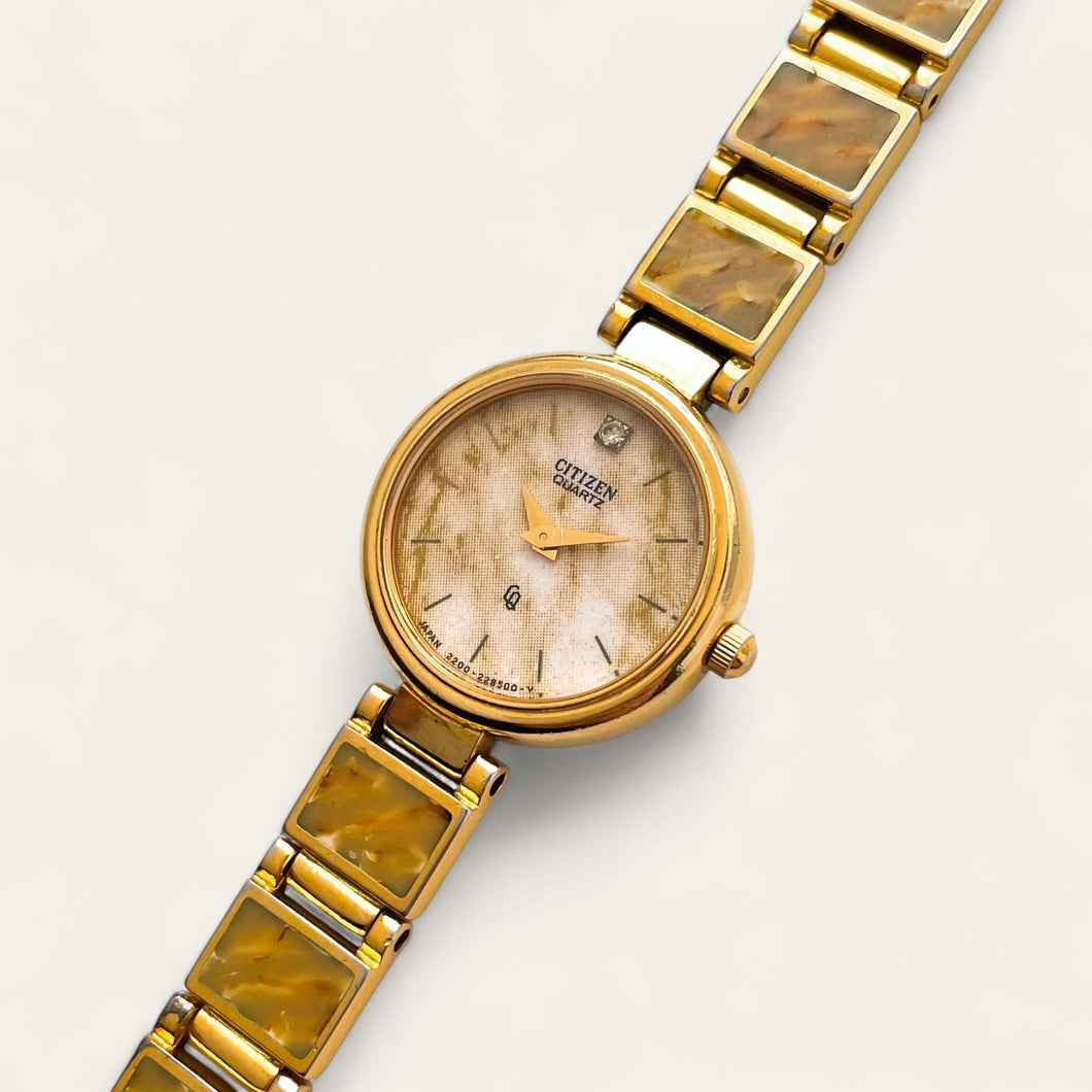 Citizen Ladies’ Quartz Watch – Gold-Plated with Tortoise Pattern, 1990s