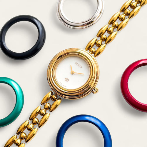 Gucci 11/12.2 – Boxed Quartz Watch with Interchangeable Bezels