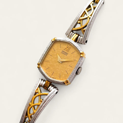 Seiko Ladies’ Quartz Watch – Two-Tone with Intricate Bracelet, 1990s