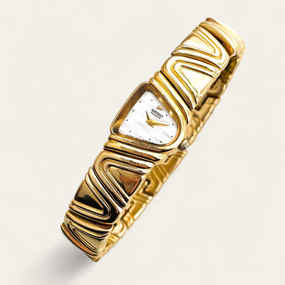 Seiko Half Moon – 18ct Gold-Plated Quartz Watch with MOP Dial, 1990s