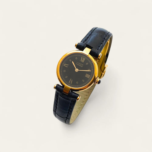 Vintage 1989 Cartier Must Vendome Ladies’ Watch - Black Dial, Box & Papers