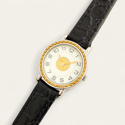 Vintage 1990s Ladies' Hermès Sellier Quartz Watch - White Dial