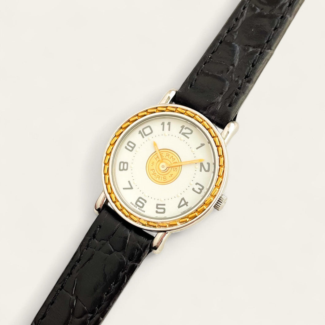 Vintage 1990s Ladies' Hermès Sellier Quartz Watch - White Dial