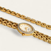 Load image into Gallery viewer, Gold-Plated Ladies&#39; Citizen Oval Quartz Watch - Crystals - Matching Bracelet
