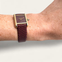 Load image into Gallery viewer, Vintage Cartier Must de Tank Vermeil Mechanical Watch: Burgundy Dial, Boxed
