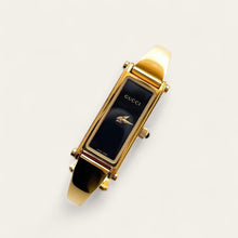 Load image into Gallery viewer, Vintage Gucci 1500L Ladies&#39; Gold Watch - Black Dial, Horsebit Clasp
