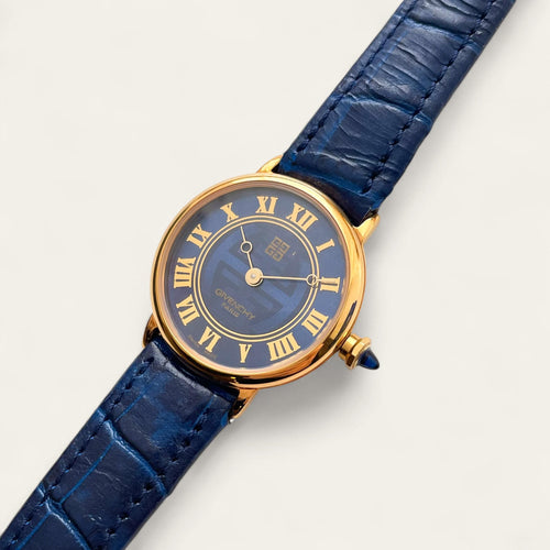 Vintage 1990s Gold-Plated Ladies' Givenchy 'Shanghai' Quartz Watch - Blue