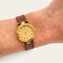 Load image into Gallery viewer, Vintage Christian Dior Gold-Plated Ladies&#39; Quartz Watch - Brown Leather Strap
