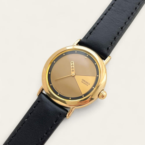 Vintage 1996 Gold-Plated Ladies' Seiko Quartz Watch - Asymmetrical Dial