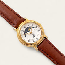 Load image into Gallery viewer, 90s Vintage Ladies&#39; Lorus Sun &amp; Moon Quartz Watch - Brown Leather
