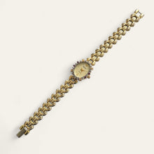 Load image into Gallery viewer, Vintage 90s Gold-Plated Jules Jürgensen Watch - Diamond &amp; Ruby Bezel
