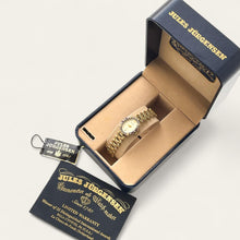 Load image into Gallery viewer, Vintage 90s Gold-Plated Jules Jürgensen Watch - Diamond &amp; Ruby Bezel
