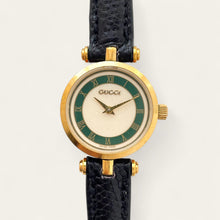 Load image into Gallery viewer, Vintage 90s Ladies' Gucci Quartz Watch - Green Sector Dial - Leather Strap
