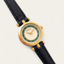 Load image into Gallery viewer, Vintage 90s Ladies' Gucci Quartz Watch - Green Sector Dial - Leather Strap
