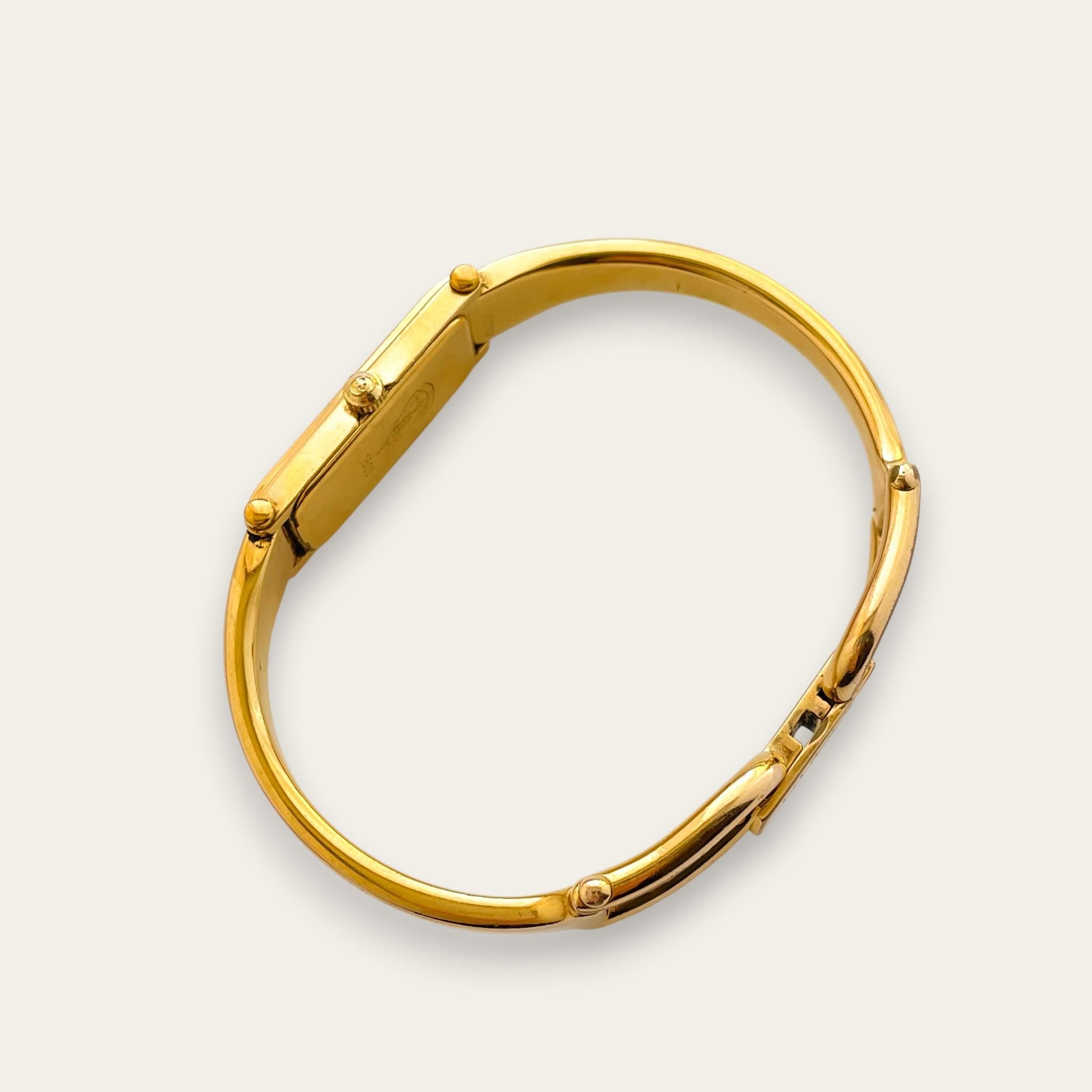 Vintage Ladies' Gold-Plated Gucci 1500 Bangle Quartz Watch - Black