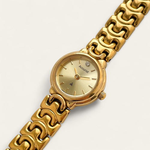 Vintage Ladies' Gold-Plated Accurist Quartz Watch - Gold Round Dial
