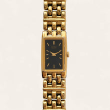 Load image into Gallery viewer, Vintage Gold-Plated Ladies&#39; Seiko Quartz Watch - Rectangular Black Dial
