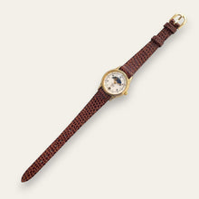 Load image into Gallery viewer, Vintage Timex Sun &amp; Moon Quartz Watch - Brown Leather Strap
