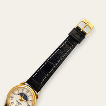 Load image into Gallery viewer, Vintage Constant Sun &amp; Moon Quartz Watch - Black Leather Strap
