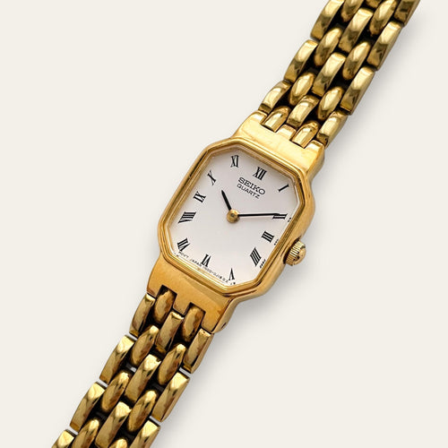 Vintage Ladies' Gold-Plated Seiko Quartz Watch - Tank Style