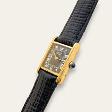 Load image into Gallery viewer, Vintage Cartier Must de Tank Vermeil Mechanical Watch - Black Dial
