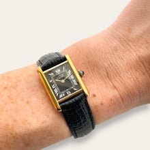 Load image into Gallery viewer, Vintage Cartier Must de Tank Vermeil Mechanical Watch - Black Dial
