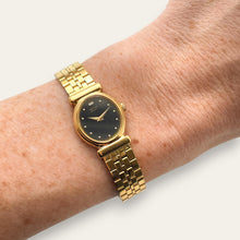 Load image into Gallery viewer, Vintage Gold-Plated Ladies&#39; Seiko Quartz Watch - Black Dial

