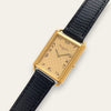 Vintage Unisex Christian Dior Gold-Plated Watch: Leather Strap, Tank Dial