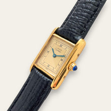 Load image into Gallery viewer, Vintage Ladies&#39; Cartier Tank Vermeil Quartz Watch - Black Leather Strap
