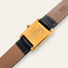 Load image into Gallery viewer, Vintage Ladies&#39; Cartier Tank Vermeil Quartz Watch - Black Leather Strap
