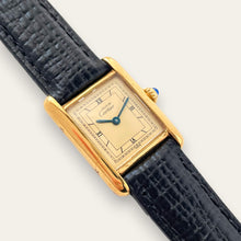 Load image into Gallery viewer, Vintage Ladies&#39; Cartier Tank Vermeil Quartz Watch - Black Leather Strap

