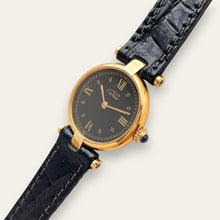 Load image into Gallery viewer, Vintage 1980s Cartier Must Vendome Watch: Gold-Plated Silver, Black Dial
