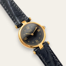 Load image into Gallery viewer, Vintage 1980s Cartier Must Vendome Watch: Gold-Plated Silver, Black Dial
