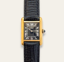 Load image into Gallery viewer, Vintage Cartier Must de Tank Vermeil Mechanical Watch - Black Dial
