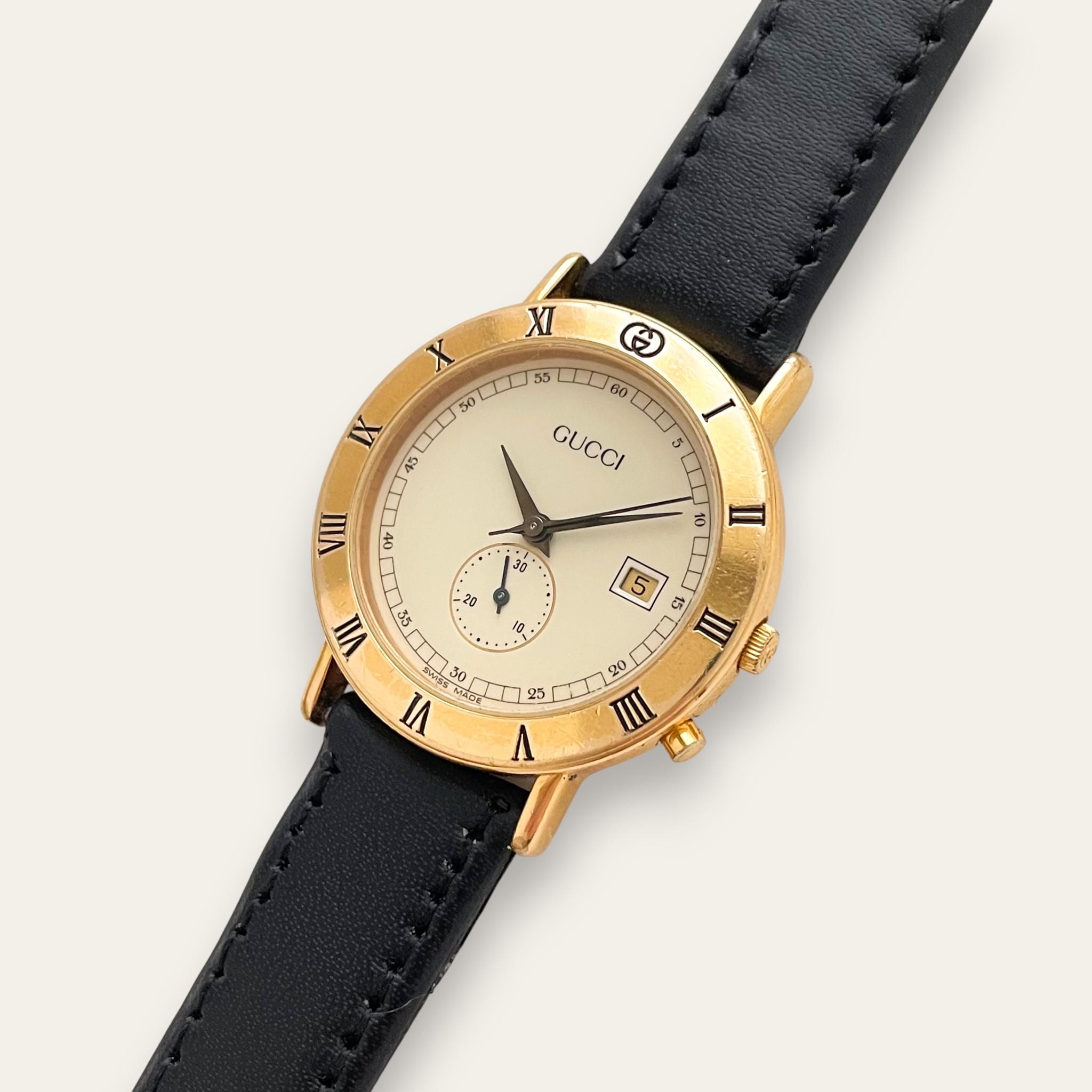 箱付き【新品電池】GUCCI 3800Jr/動作品 オールドグッチ 人気モデル 90s Gold-Plated Gucci 3800Jr Quartz Watch - Beige Dial – Finchley